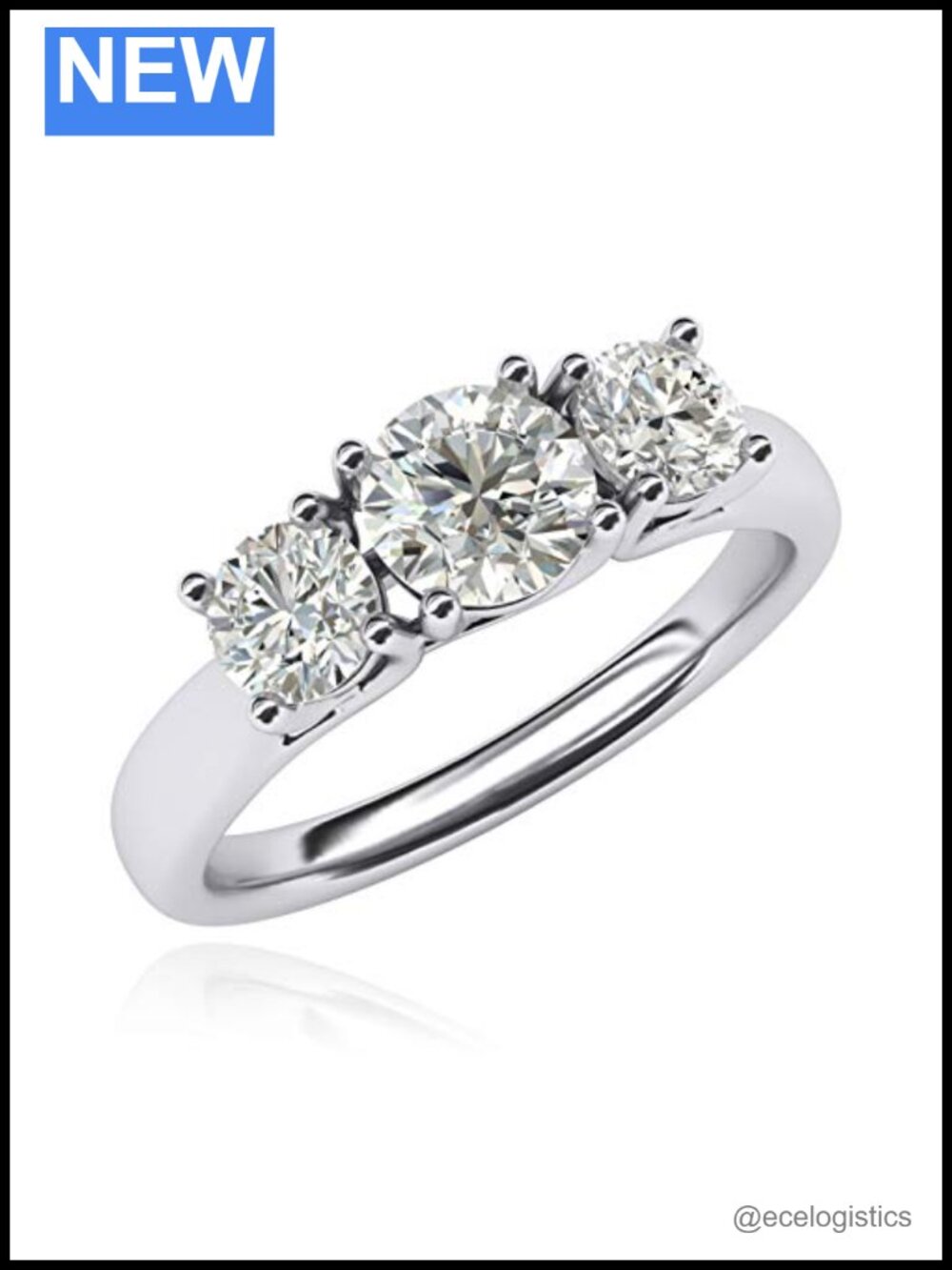 Sterling Silver 2.0ctw 3 Stone Simulated Diamond Ring Engagement Promise